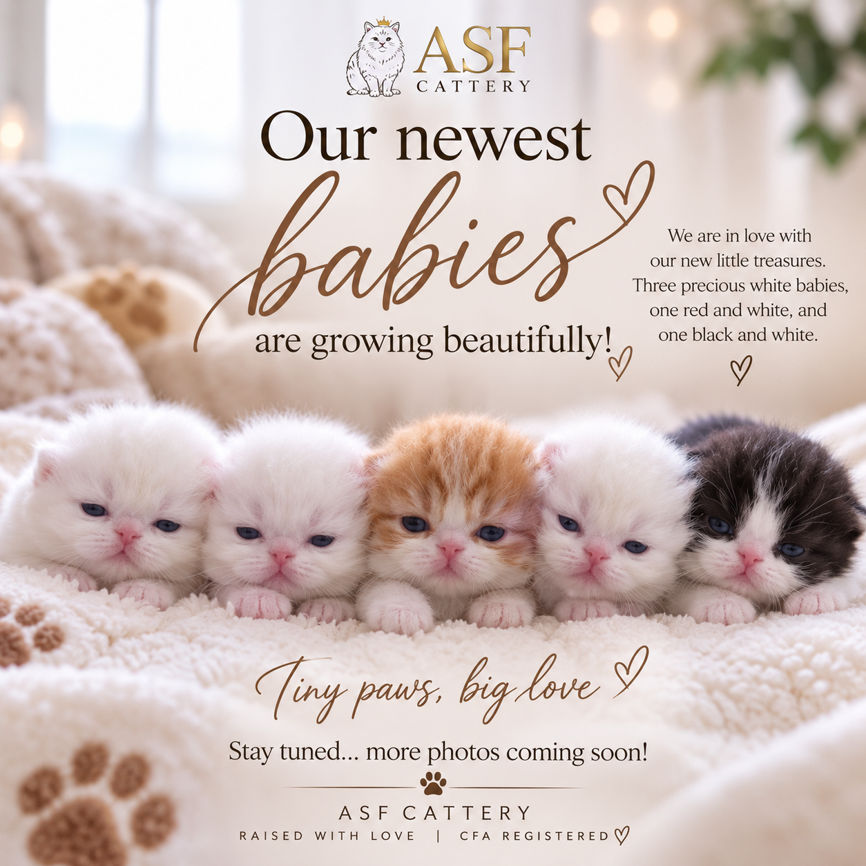ASF Cattery new litter announcement — our newest babies are growing beautifully